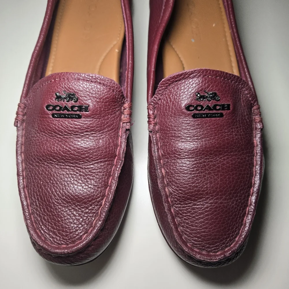 Coach Womens Marley Driver Loafer Burgundy Size 8 Leather Comfy Preppy Old Money - Picture 4 of 13